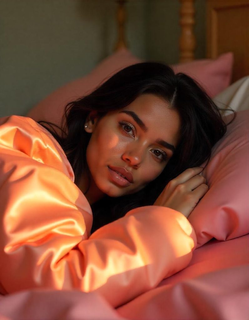 woman sleeping on silk pillowcases